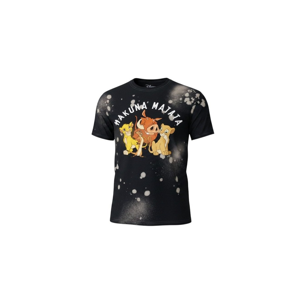 Disney T-Shirt Mens Medium Black New Lion King Hakuna Matata Bleach Splatter